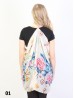 Multi-way Floral Chiffon Shawl W/ Button